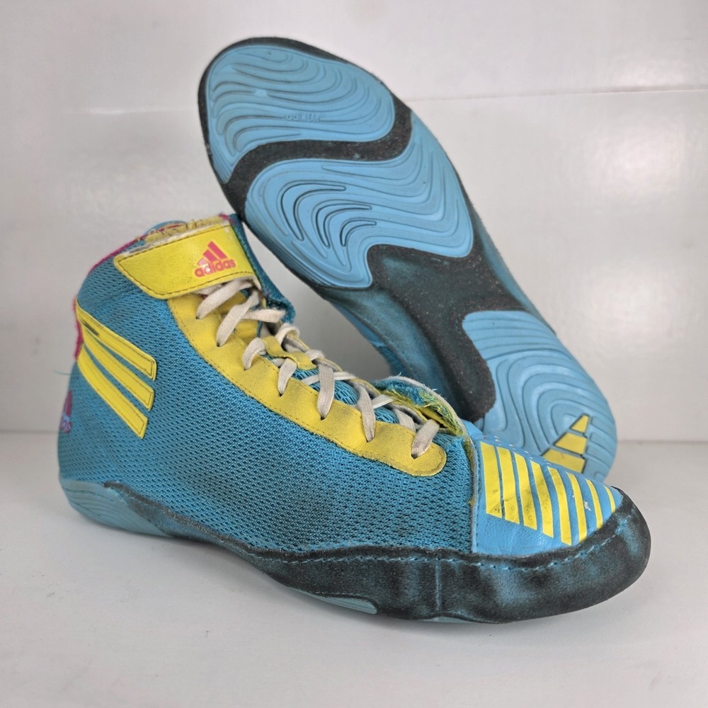 2012 Adidas Adizero Sydney Rare Wrestling Shoes Size 9 Teal Boxing MMA No Zipper - Picture 6 of 8